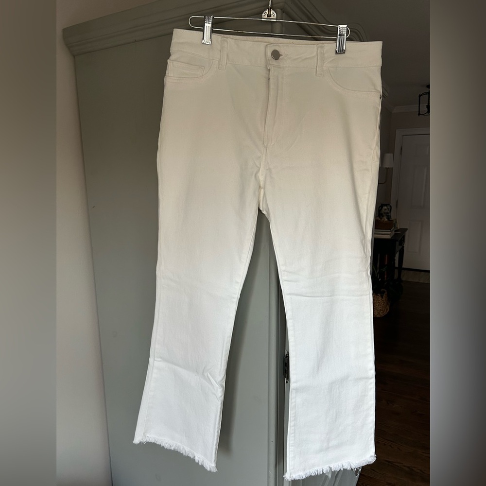 DL1961 Womens White Denim Cropped High Rise Bootcut Jeans NWOT